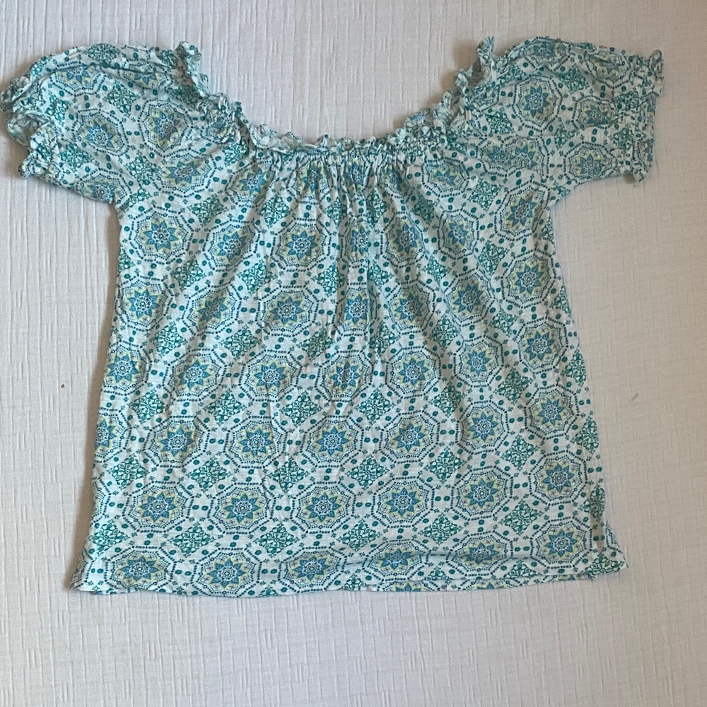 LOFT Light Blue Patterned Blouse - Picture 5 of 9